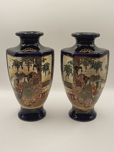 Pair antique japanese satsuma - pair,