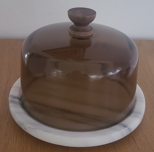 Smoked brown glass dome - brown, butter