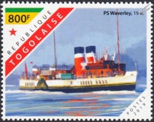 1946 PS WAVERLEY British Paddle Wheel Steam Boat Ship/Steamboat Stamp 2019 Togo