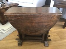 Antique Early 20th Century c1910 Small Oak Drop Leaf Gate Leg Occasional Table
