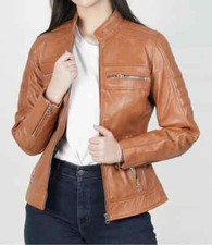 Womens Tan Cafe Racer Leather