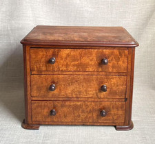 Antique c1850s Miniature Walnut Chest Drawers Apprentice Piece Velvet Lined
