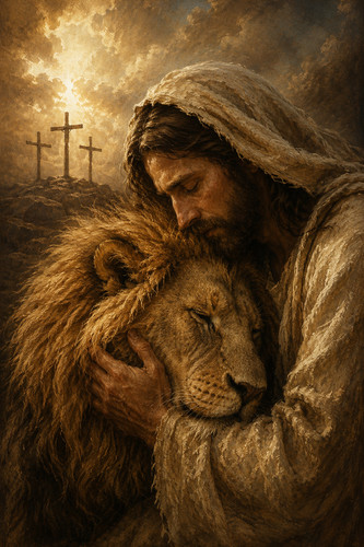 Jesus with lion christian - with,