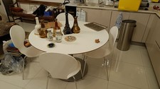 ikea compact modern white dining table and 4 chairs