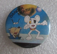Vintage Danger Mouse and Penfold Tin Pin Badge 1980s Childrens TV