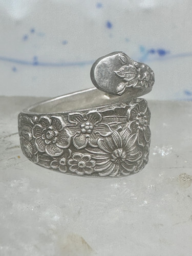 Spoon ring floral band size - , 7