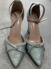 Turquoise/Blue/Silver Glittery High Heel Shoe Size Uk 4