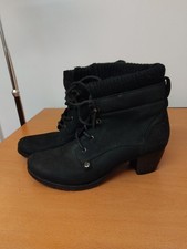 Red Or Dead Black Suede Heeled Ladies Ankle Boots Size 39 UK 6