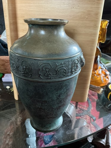Vintage japanese bronze vase - vintage,