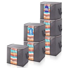 6 Pack 90L Storage Bags Zipped