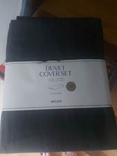 Duvet Cover Set Single luxury Organic Cotton By H & M Charcoal