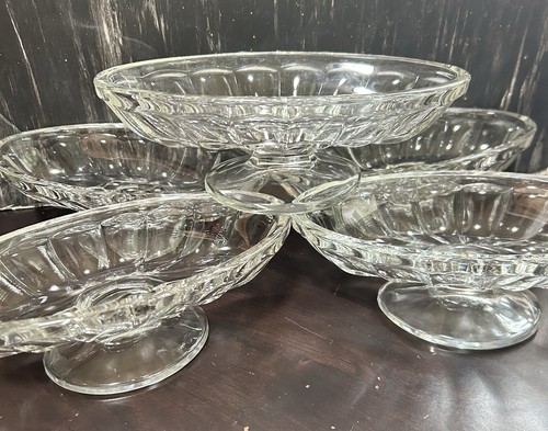 Vintage clear glass footed - glass,