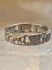 Vintage Horse ring wagon Pioneers southwest size 8 sterling silver women men