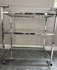 Contemporary Tamara Nickel Drinks Trolley with Glass shelves RRP£800