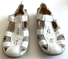 Earth Spirit Shoes Size 4 White Cut Out Leather Sandals Casual Summer Comfort