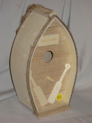 New hanging boat birdhouse - new,