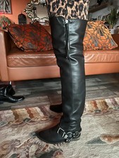 Sxxy Vintage CARVELA Black Leather THIGH HIGH Riding Boots * 5 uk * DOMINATRIX