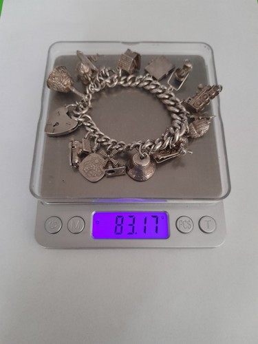 Vintage silver charm bracelet - charm,