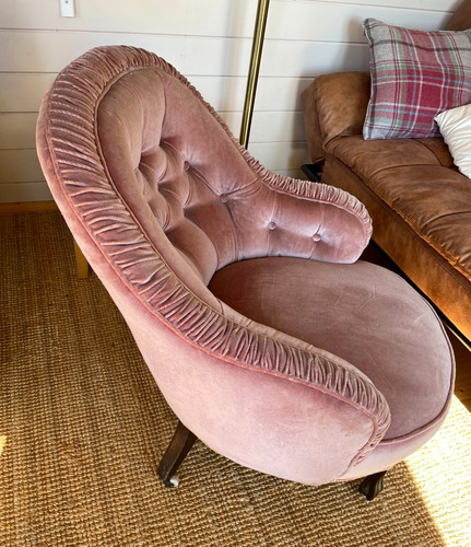 Pink velvet upholstered accent - velvet,