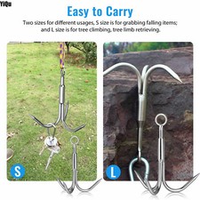 Grappling Hook 3Claw Climbing Hook Stainless Steel Grapnel Hook Small/Large Size