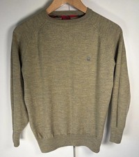 Merc London Jumper Mens Medium Beige 100% Merino Wool Flexmerc