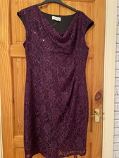 RONNI NICOLE SLEEVELESS PURPLE LACE LOOK WITH SEQUINS LINED DRESS 20 CHRISTMAS 