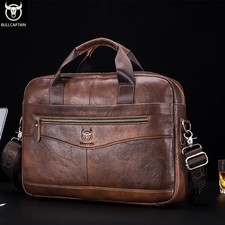 Briefcase Shoulder Messenger Bags Men's Genuine Leather 14-inch Laptop bag