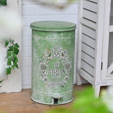 Vintage Step On Trash Bin With Lid Garbage Can Waste Bin With  "Le Jardin"