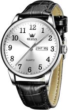 OLEVS Mens Watch Big Face White Adjustable Analog Quartz Men's Wrist Watches Bla