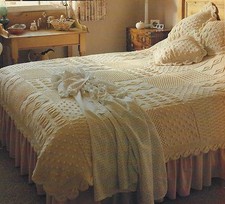 Heirloom Bedspread/throw and Cushion Knitting Pattern squares with leaf edge 932