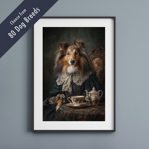 Funny dog tea party print - funny,