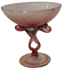 Pink Glass Stemmed Sweet Dish (16) (GA)