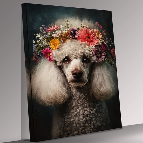 Elegant poodle with floral - elegant,