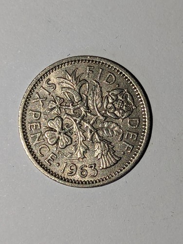 1963 sixpence coin - sixpence, queen