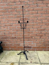 RARE ARTS & CRAFTS STANDING WROUGHT IRON ADJUSTABLE DOUBLE CANDLE HOLDER