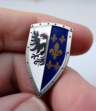 Used CHARLEMAGNE Themed Medieval Shield Heraldry Pin Badge Templar Roman Fleur