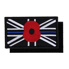 Blue line Poppy Patch Uk Flag Patch Union Jack Army Embroidered Badges
