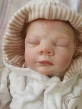 UK Artist Reborn Baby Newborn By Tina Kewey 17.5"long With Rooted Hair +lashes.