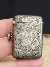Antique Edwardian Hallmarked Silver Vesta Case. Chester. 1907
