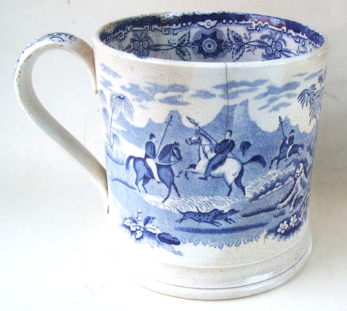 Antique pottery tiger hunt - pottery,