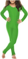 Girls Catsuit -Shiny Long Sleeve stirrup foot catsuit - Dance, Gymnastics