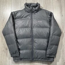 Fila Feather Down Fill Puffer Jacket Size M Grey Winter Jacket Ski Please Read