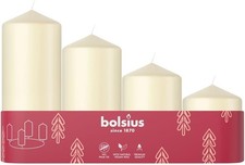 Bolsius Pillar Candles 4-Pack Ivory 6-12cm Unscented Long Burn Time-2Pcs Dented