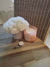 Homesense White Flowers Pot & Pink Marshmallow Candle