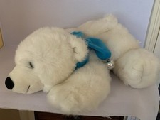BHS ‘Snowy’ The Polar Bear Blue Scarf Jingle  Bells Large Soft Plush Toy 18”