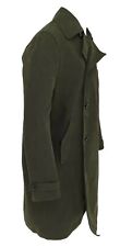 Men’s REISS Long Olive Green Overcoat Button Up Wax Cotton Blend Size  XLarge