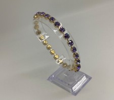 Tennis Bracelet set with Glass Crystals Blue Fire Opal Colours Birthday Gift