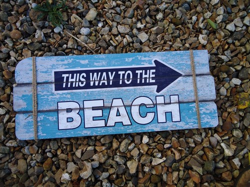 Wooden beach sign 50cm - wooden,