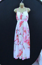 JANE NORMAN LONG MAXI DRESS SIZE 8 LADIES CREAM PINK WEDDING PARTY STRAPLESS