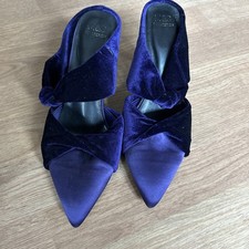 Beautiful Marks And Spencer Purple Velour/satin High Stiletto Slip On Shoes UK6